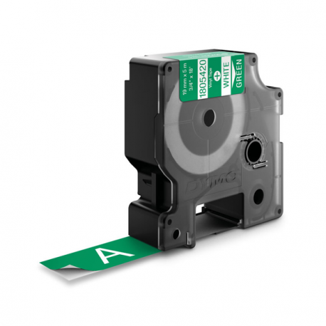 DYMO Rhino Coloured Vinyl - Vinyl - permanent adhesive - white on green - Roll (1.9 cm x 5.5 m) 1 cassette(s) tape - for DYMO ILP219; Rhino 4200, 5000, 5200, 6000; RhinoPRO 3000, 5000, 6000, 6500 - 4