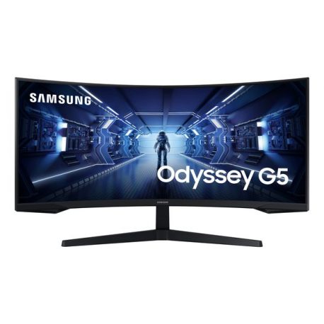 Samsung Odyssey G5 C34G55TWWP - G55T Series - LED monitor - gaming - curved - 34" - 3440 x 1440 UWQHD @ 165 Hz - VA - 250 cd / m² - 2500:1 - HDR10 - 1 ms - HDMI, DisplayPort - black - 12