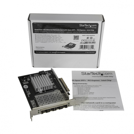 StarTech.com Quad Port 10G SFP+ Network Card, Intel XL710 Open SFP+ Converged Adapter, PCIe 10 Gigabit Ethernet Server NIC, 10GbE Fiber Optic LAN Card Dell PowerEdge HPE ProLiant, NIC Card - 10Gb SFP+ NIC Card (PEX10GSFP4I) - Network adapter - PCIe x8 - 10 Gigabit SFP+ x 4 - black - 2