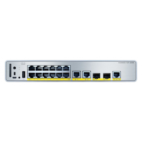 Cisco Catalyst 9200CX - Network Essentials - switch - compact - L3 - Managed - 12 x 1000Base-T + 3 x 1000Base-T + 2 x 1 Gigabit / 10 Gigabit SFP+ (uplink) - rack-mountable - UPOE+ - 0