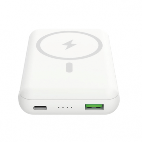 Celly MAGPB10000 - Power bank - magsafe, wireless - 10000 mAh - 15 Watt - 3 A - 2 output connectors (USB, 24 pin USB-C) - white - 0