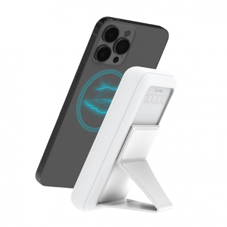Celly MAGPB10000 - Power bank - magsafe, wireless - 10000 mAh - 15 Watt - 3 A - 2 output connectors (USB, 24 pin USB-C) - white - 1