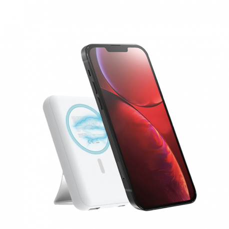 Celly MAGPB10000 - Power bank - magsafe, wireless - 10000 mAh - 15 Watt - 3 A - 2 output connectors (USB, 24 pin USB-C) - white - 2