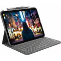Logitech Slim Folio - Keyboard and folio case - wireless - Bluetooth LE - QWERTZ - German - oxford grey