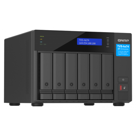 QNAP TVS-H674 - NAS server - 6 bays - SATA 6Gb/s - RAID 0, 1, 5, 6, 10, 50, JBOD, RAID TP, TM - RAM 32 GB - Gigabit Ethernet / 2.5 Gigabit Ethernet - iSCSI support - 6