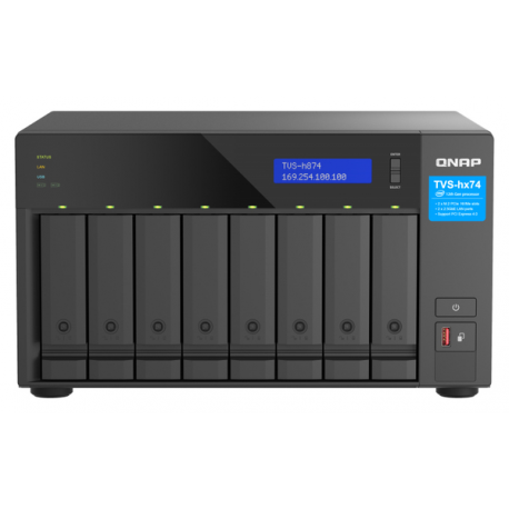 QNAP TVS-H874 - NAS server - 8 bays - SATA 6Gb/s - RAID 0, 1, 5, 6, 10, 50, JBOD, 60, RAID TP - RAM 32 GB - Gigabit Ethernet / 2.5 Gigabit Ethernet - iSCSI support - 0