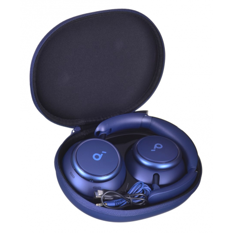 Soundcore Space Q45 - Headphones with mic - full size - Bluetooth - wireless, wired - active noise cancelling - 3.5 mm jack - blue - 7