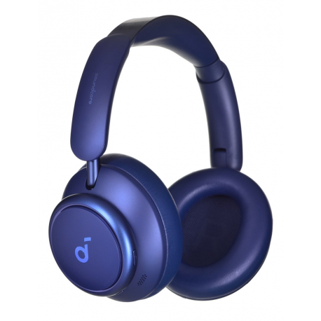 Soundcore Space Q45 - Headphones with mic - full size - Bluetooth - wireless, wired - active noise cancelling - 3.5 mm jack - blue - 10