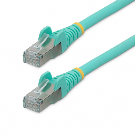 StarTech.com 50cm CAT6a Ethernet Cable - Aqua - Low Smoke Zero Halogen (LSZH) - 10GbE 500MHz 100W PoE++ Snagless RJ-45 w / Strain Reliefs S / FTP Network Patch Cord - Patch cable - RJ-45 (M) to RJ-45 (M) - 50 cm - S / FTP - CAT 6a - IEEE 802.3bt - halogen-free, molded, snagless, stranded - aqua - 0