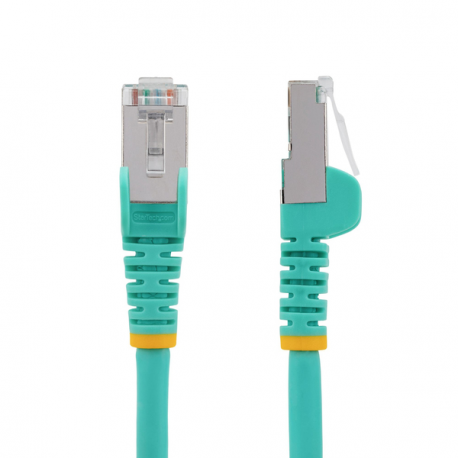 StarTech.com 50cm CAT6a Ethernet Cable - Aqua - Low Smoke Zero Halogen (LSZH) - 10GbE 500MHz 100W PoE++ Snagless RJ-45 w / Strain Reliefs S / FTP Network Patch Cord - Patch cable - RJ-45 (M) to RJ-45 (M) - 50 cm - S / FTP - CAT 6a - IEEE 802.3bt - halogen-free, molded, snagless, stranded - aqua - 2