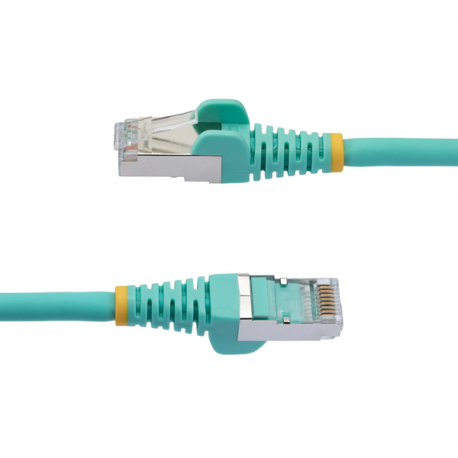 StarTech.com 50cm CAT6a Ethernet Cable - Aqua - Low Smoke Zero Halogen (LSZH) - 10GbE 500MHz 100W PoE++ Snagless RJ-45 w / Strain Reliefs S / FTP Network Patch Cord - Patch cable - RJ-45 (M) to RJ-45 (M) - 50 cm - S / FTP - CAT 6a - IEEE 802.3bt - halogen-free, molded, snagless, stranded - aqua - 4