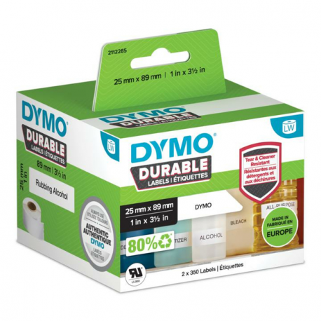 DYMO LabelWriter - Polypropylene (PP) - strong adhesive - 89 x 25 mm 700 label(s) (2 roll(s) x 350) labels - for DYMO LabelWriter 310, 315, 320, 330, 400, 450, 4XL, SE450, Wireless - 0