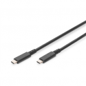 DIGITUS - USB cable - 24 pin USB-C (M) to 24 pin USB-C (M) - Thunderbolt 3 / USB 2.0 / USB 3.0 / USB 3.1 - 80 cm - USB Power Delivery (100W), 8K30Hz (7680 x 4320) support, 4K60Hz (3840 x 2160) support (DP), 5K60Hz (5120 x 2880) support - black