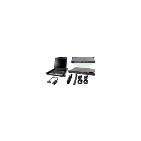APC 2x1x16 IP KVM with APC 17" Rack LCD - KVM console with KVM switch - 16 ports - PS / 2, USB - 17" - rack-mountable - 1280 x 1024 @ 75 Hz - VGA - black - 1U - with 8 USB VM KVM Server Modules - for P / N: AR3103SP, AR3106SP, SRT1000RMXLI, SRT1000RMXLI-NC, SRT10RMXLIX806, SRT5KRMXLW-TW - 0