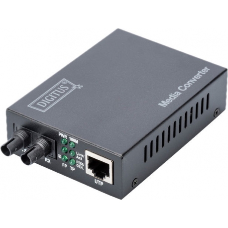 DIGITUS Professional DN-82010-1 - Fibre media converter - 100Mb LAN - 10Base-T, 100Base-FX, 100Base-TX - RJ-45 / ST multi-mode - up to 2 km - 1310 nm - 0