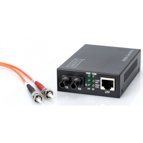 DIGITUS Professional DN-82010-1 - Fibre media converter - 100Mb LAN - 10Base-T, 100Base-FX, 100Base-TX - RJ-45 / ST multi-mode - up to 2 km - 1310 nm - 4