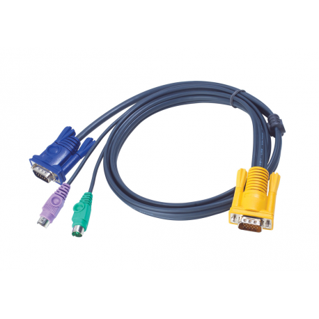 ATEN - Keyboard / video / mouse (KVM) cable - DB-15 (M) to PS / 2, HD-15 (VGA) (M) - 3 m - for KVM on the NET CS1708, CS1716; MasterView ACS-1208, ACS-1216; Slideaway ACS1208, ACS1216 - 0