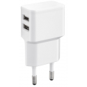 MicroConnect - Power adapter - 12 Watt - 2.4 A - 2 output connectors (2 x USB) - white