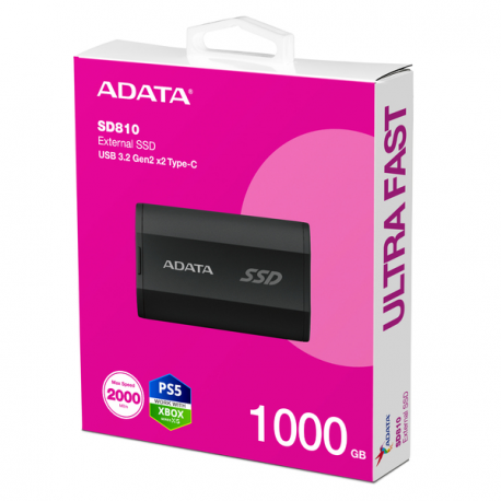ADATA SD810 - SSD - 1 TB - external (portable) - USB 3.2 Gen 2 (USB-C connector) - black - 5