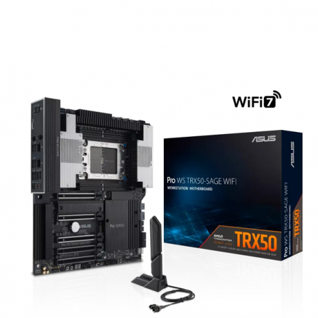 ASUS PRO WS TRX50-SAGE WIFI - Motherboard - SSI CEB - Socket sTR5 - Amd TRX50 Chipset - USB 3.2 Gen 1, USB 3.2 Gen 2, USB-C 3.2 Gen 2x2 - 10 Gigabit LAN, 2.5 Gigabit LAN, Wi-Fi, Bluetooth - onboard graphics (CPU required) - HD Audio - 4