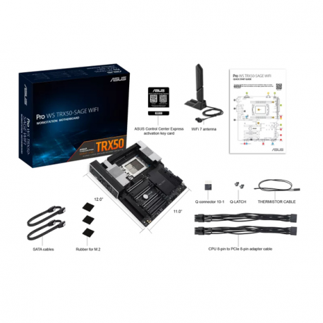 ASUS PRO WS TRX50-SAGE WIFI - Motherboard - SSI CEB - Socket sTR5 - Amd TRX50 Chipset - USB 3.2 Gen 1, USB 3.2 Gen 2, USB-C 3.2 Gen 2x2 - 10 Gigabit LAN, 2.5 Gigabit LAN, Wi-Fi, Bluetooth - onboard graphics (CPU required) - HD Audio - 7