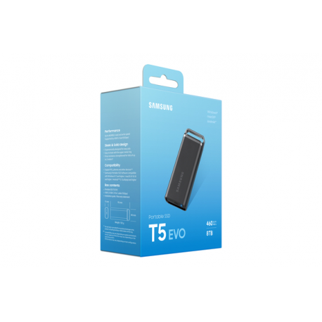 Samsung T5 Evo MU-PH8T0S - SSD - encrypted - 8 TB - external (portable) - USB 3.2 Gen 1 (USB-C connector) - 256-bit AES - black - 17