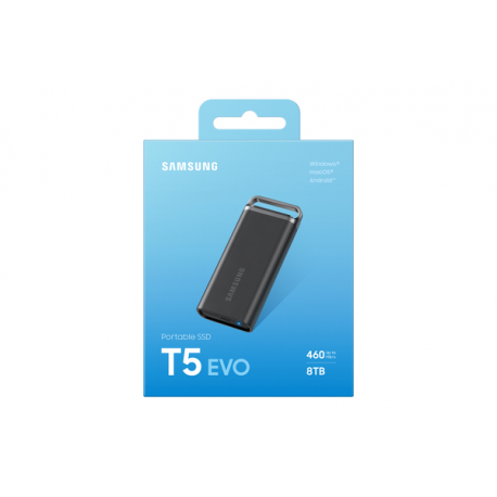 Samsung T5 Evo MU-PH8T0S - SSD - encrypted - 8 TB - external (portable) - USB 3.2 Gen 1 (USB-C connector) - 256-bit AES - black - 19