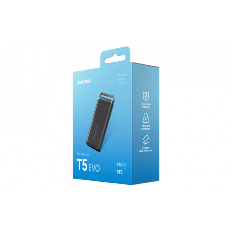 Samsung T5 Evo MU-PH8T0S - SSD - encrypted - 8 TB - external (portable) - USB 3.2 Gen 1 (USB-C connector) - 256-bit AES - black - 21