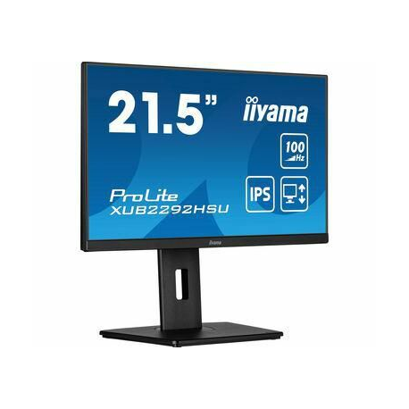 iiyama ProLite XUB2292HSU-B6 - LED monitor - 22" (21.5" viewable) - 1920 x 1080 Full HD (1080p) @ 100 Hz - IPS - 250 cd / m² - 1000:1 - 0.4 ms - HDMI, DisplayPort - speakers - matte black - 0