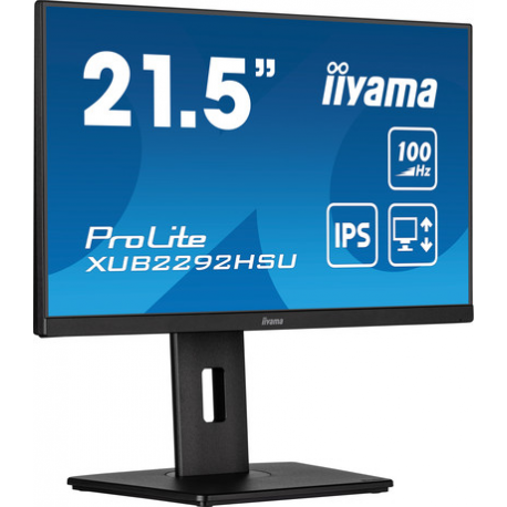 iiyama ProLite XUB2292HSU-B6 - LED monitor - 22" (21.5" viewable) - 1920 x 1080 Full HD (1080p) @ 100 Hz - IPS - 250 cd / m² - 1000:1 - 0.4 ms - HDMI, DisplayPort - speakers - matte black - 1