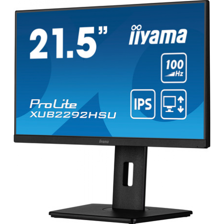 iiyama ProLite XUB2292HSU-B6 - LED monitor - 22" (21.5" viewable) - 1920 x 1080 Full HD (1080p) @ 100 Hz - IPS - 250 cd / m² - 1000:1 - 0.4 ms - HDMI, DisplayPort - speakers - matte black - 2
