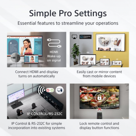 Sony Bravia Professional Displays FW-75EZ20L - 75" Diagonal Class EZ20L Series LED-backlit LCD display - digital signage - Android TV - 4K UHD (2160p) 3840 x 2160 - HDR - Direct LED - hairline black - 9