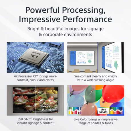 Sony Bravia Professional Displays FW-75EZ20L - 75" Diagonal Class EZ20L Series LED-backlit LCD display - digital signage - Android TV - 4K UHD (2160p) 3840 x 2160 - HDR - Direct LED - hairline black - 17