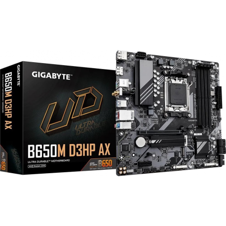 Gigabyte B650M D3HP AX - 1.0 - motherboard - micro ATX - Socket AM5 - AMD B650 Chipset - USB 3.2 Gen 1, USB-C 3.2 Gen 1 - 2.5 Gigabit LAN, Bluetooth, Wi-Fi - onboard graphics (CPU required) - HD Audio (8-channel) - 0