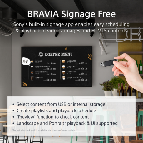 Sony Bravia Professional Displays FW-65EZ20L - 65" Diagonal Class EZ20L Series LED-backlit LCD display - digital signage - Android TV - 4K UHD (2160p) 3840 x 2160 - HDR - Direct LED - hairline black - 6