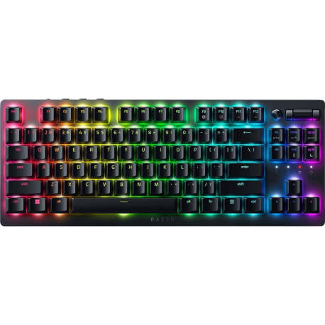 Razer DeathStalker V2 Pro - Keyboard - full size - backlit - wireless - 2.4 GHz, Bluetooth, USB-C - QWERTY - US - key switch: Razer Clicky Optical Purple - black - 0
