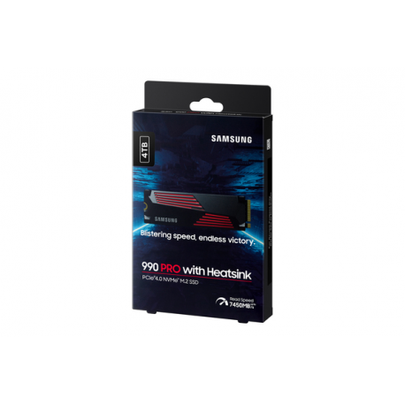 Samsung 990 PRO MZ-V9P4T0CW - SSD - encrypted - 4 TB - internal - M.2 2280 - PCIe 4.0 x4 (NVMe) - 256-bit AES - TCG Opal Encryption - integrated heatsink - 6