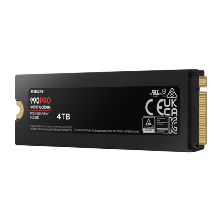Samsung 990 PRO MZ-V9P4T0CW - SSD - encrypted - 4 TB - internal - M.2 2280 - PCIe 4.0 x4 (NVMe) - 256-bit AES - TCG Opal Encryption - integrated heatsink - 7