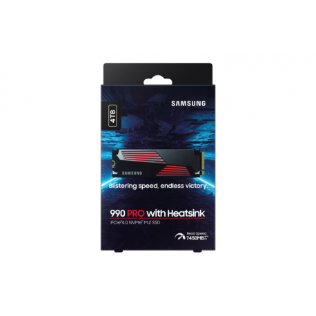 Samsung 990 PRO MZ-V9P4T0CW - SSD - encrypted - 4 TB - internal - M.2 2280 - PCIe 4.0 x4 (NVMe) - 256-bit AES - TCG Opal Encryption - integrated heatsink - 8