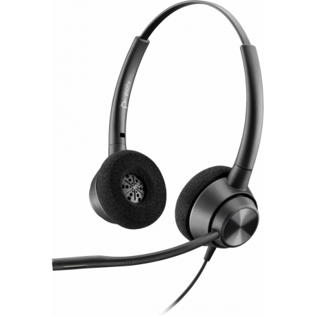 Poly EncorePro 320 - EncorePro 300 series - headset - on-ear - wired - Quick Disconnect - black - TAA Compliant - Certified for Skype for Business - 0