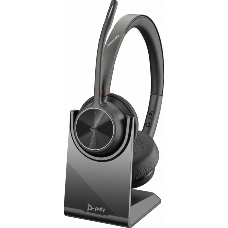 Poly Voyager 4320-M - Headset - on-ear - Bluetooth - wireless, wired - USB-C, USB-A via Bluetooth adapter - black - Zoom Certified, Certified for Microsoft Teams - 0
