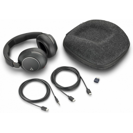 Poly Voyager Surround 80 UC - Voyager Surround 80 series - headset - over ear - Bluetooth - wireless - active noise cancelling - USB-C via Bluetooth adapter - black - Certified for Microsoft Teams Open Office - 0