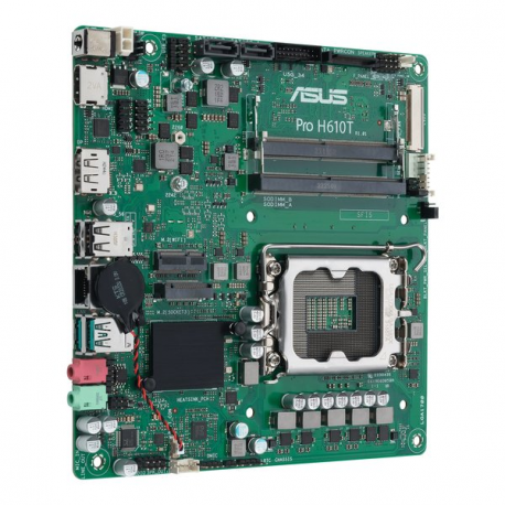 ASUS Pro H610T-CSM - Motherboard - mini ITX - LGA1700 Socket - H610 Chipset - USB 3.2 Gen 1, USB 3.2 Gen 2 - Gigabit LAN - onboard graphics (CPU required) - HD Audio (8-channel) - 1
