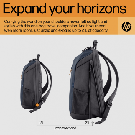 HP Travel - Notebook carrying backpack - 18L - 15.6" - iron grey, forged iron - for Victus by HP Laptop 15; Laptop 15, 15s; Pavilion x360 Laptop - 5