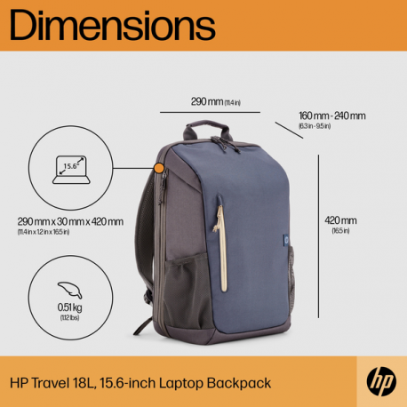 HP Travel - Notebook carrying backpack - up to 15.6" - blue nights - for Victus by HP Laptop 15; Laptop 14, 15, 15s; Pavilion x360 Laptop - 4
