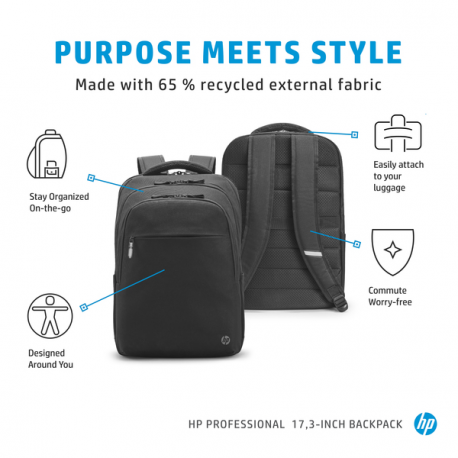 HP Professional - Notebook carrying backpack - 17.3" - atlantic blue internal lining - 8