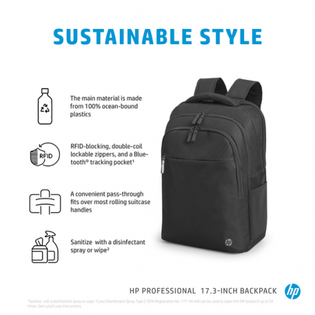 HP Professional - Notebook carrying backpack - 17.3" - atlantic blue internal lining - 14