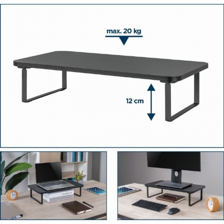 Gembird MS-TABLE-03 - Stand - rectangle - for monitor  /  notebook - plastic, particle board, steel - black - desktop - 9