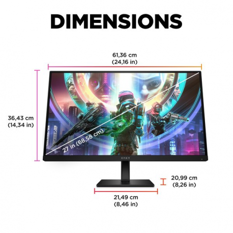 OMEN by HP 27qs - LED monitor - gaming - 27" - 2560 x 1440 QHD @ 240 Hz - IPS - 400 cd / m² - 1000:1 - 1 ms - 2xHDMI, DisplayPort - speakers - black - 8
