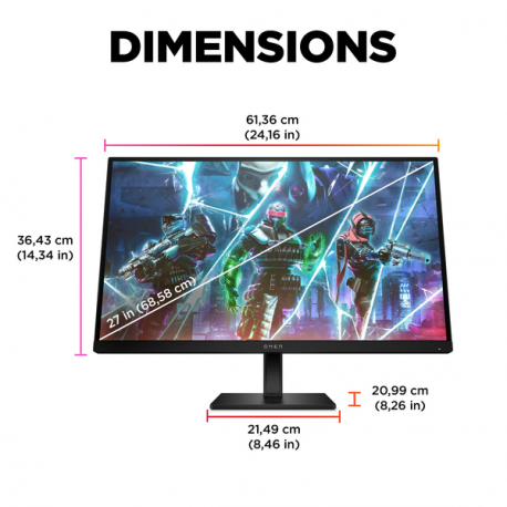 OMEN by HP 27s - LED monitor - gaming - 27" - 1920 x 1080 Full HD (1080p) @ 240 Hz - IPS - 400 cd / m² - 1000:1 - DisplayHDR 400 - 1 ms - 2xHDMI, DisplayPort - speakers - black - 4